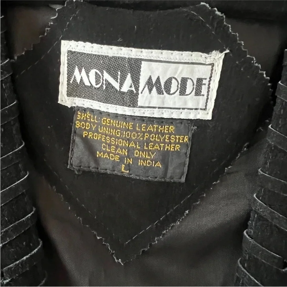 Mona Mode Vintage Genuine Leather
Moto Vest Black Size L - Picture 3 of 3